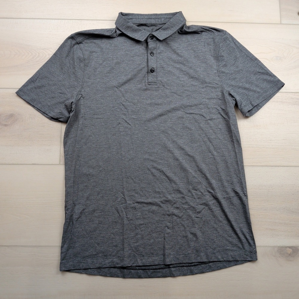 Lululemon Evolution Polo Shirt Mens Medium Gray Heather Short Sleeve Golf Top